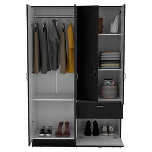 English Elm Vaupes Multicolor Armoire 67.2" High Double Door Closet Cabinet with Rod, Drawer & 5 Shelves -Stylish B070S00083