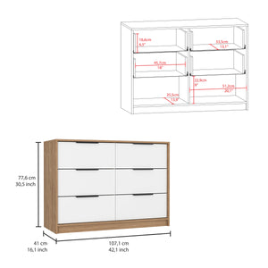 English Elm Kaia Modern 4-Drawer Dresser With Pine/White Finish - Stylish Storage Solution For Any Bedroom B200S00015