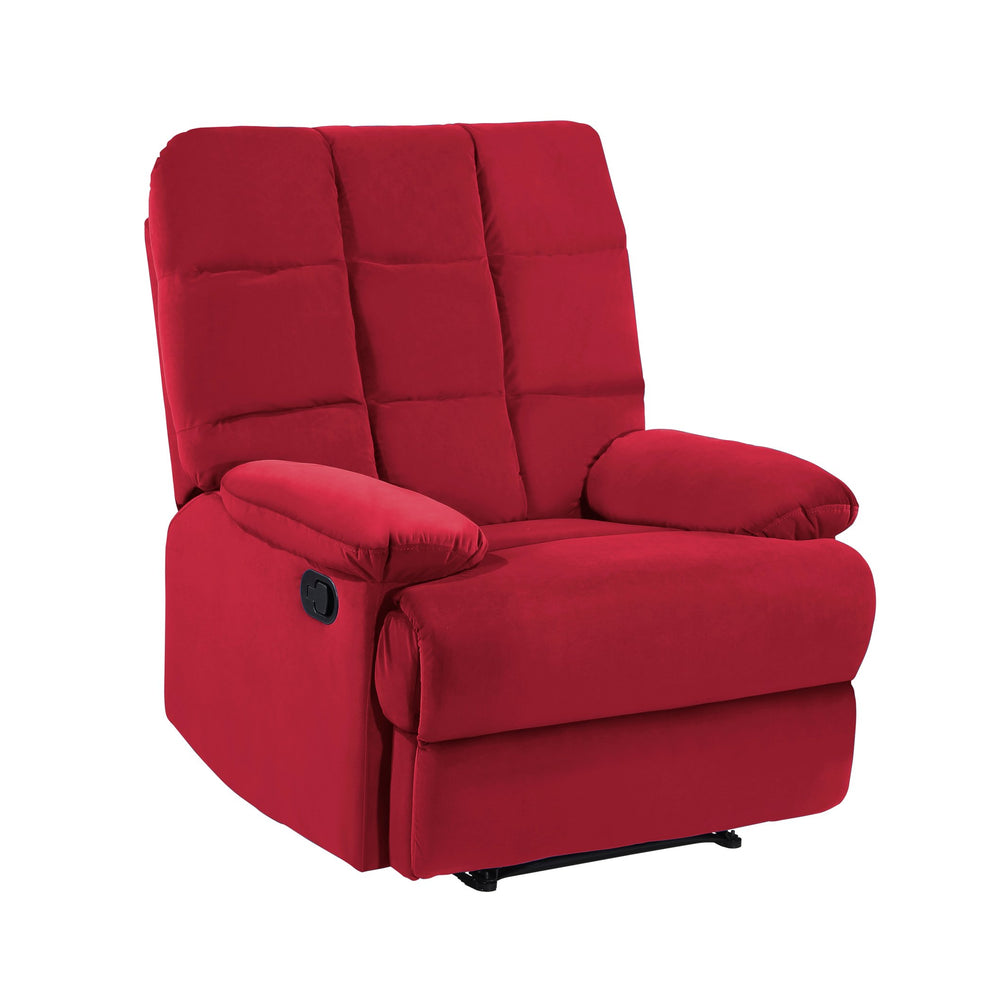English Elm Reclining Chair with Velvet Upholstery, Square Tufted Back, Pillowtop Arms & Smooth Manual Recline Red 32.5 L x 32.5 W x 26 H B011P182496