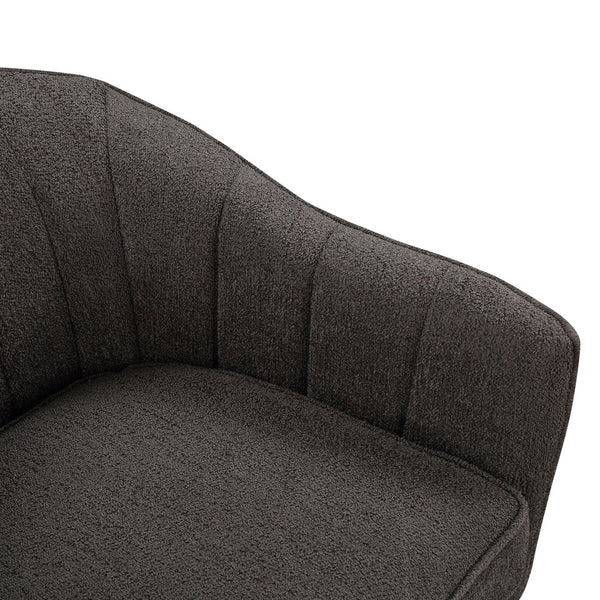 English Elm Mid-Century Curved Channel-Tufted Accent Chair with Textured Chenille Upholstery and Wood Legs, Stylish Living Room Seat Charcoal 29.75 L x 26.5 W x 24.5 H B011P182508