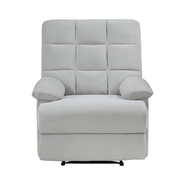 English Elm Reclining Chair with Velvet Upholstery, Square Tufted Back, Pillowtop Arms & Smooth Manual Recline Light Gray 32.5 L x 32.5 W x 26 H B011P182495