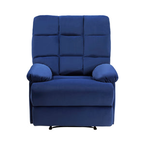 English Elm Reclining Chair with Velvet Upholstery, Square Tufted Back, Pillowtop Arms & Smooth Manual Recline Blue 32.5 L x 32.5 W x 26 H B011P182493