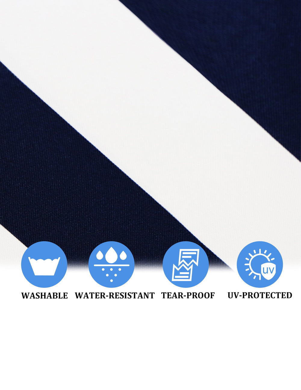 English Elm 2PCS 75" Chaise Lounge Cushion Blue Stripe - Removable Zipper Cover, Sponge Fill, Back & Seat Straps W419P168744