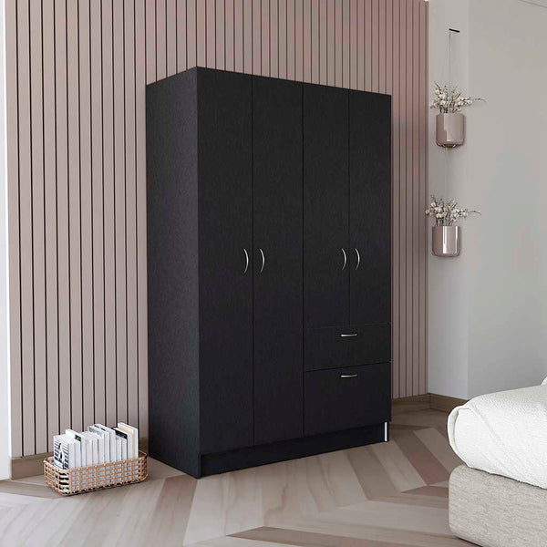 English Elm Vaupes Multicolor Armoire 67.2" High Double Door Closet Cabinet with Rod, Drawer & 5 Shelves -Stylish B070S00083