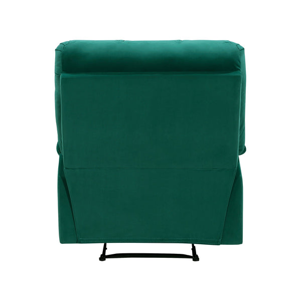 English Elm Reclining Chair with Velvet Upholstery, Square Tufted Back, Pillowtop Arms & Smooth Manual Recline Green 32.5 L x 32.5 W x 26 H B011P182494
