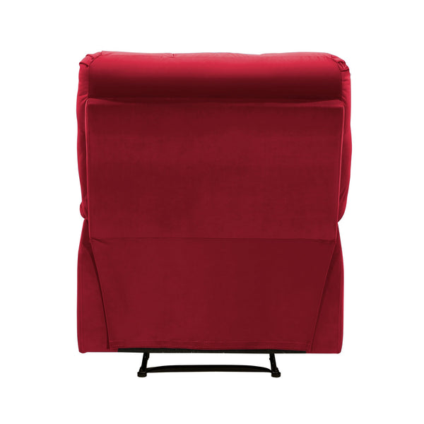 English Elm Reclining Chair with Velvet Upholstery, Square Tufted Back, Pillowtop Arms & Smooth Manual Recline Red 32.5 L x 32.5 W x 26 H B011P182496