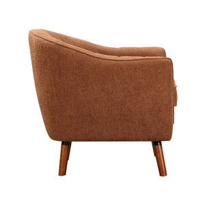 English Elm Mid-Century Curved Channel-Tufted Accent Chair with Textured Chenille Upholstery and Wood Legs, Stylish Living Room Seat Rust 29.75 L x 26.5 W x 24.5 H B011P182509