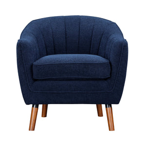 English Elm Mid-Century Curved Channel-Tufted Accent Chair with Textured Chenille Upholstery and Wood Legs, Stylish Living Room Seat Blue 29.75 L x 26.5 W x 24.5 H B011P182507