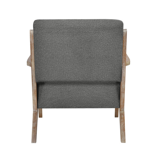 English Elm Modern Tufted Back Accent Chair with Antique Walnut Solid Wood Frame and Padded Contoured Seat Dark Gray 40.25 L x 30.75 W x 13.75 H B011P182497