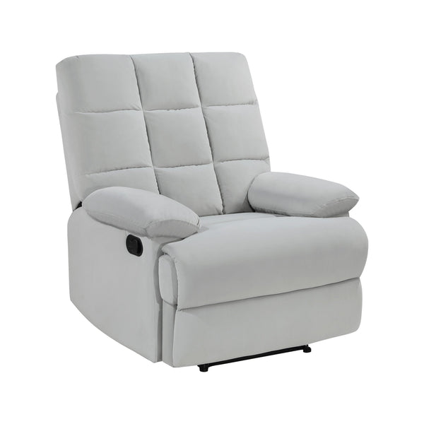 English Elm Reclining Chair with Velvet Upholstery, Square Tufted Back, Pillowtop Arms & Smooth Manual Recline Light Gray 32.5 L x 32.5 W x 26 H B011P182495