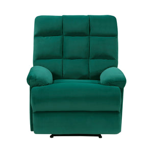 English Elm Reclining Chair with Velvet Upholstery, Square Tufted Back, Pillowtop Arms & Smooth Manual Recline Green 32.5 L x 32.5 W x 26 H B011P182494