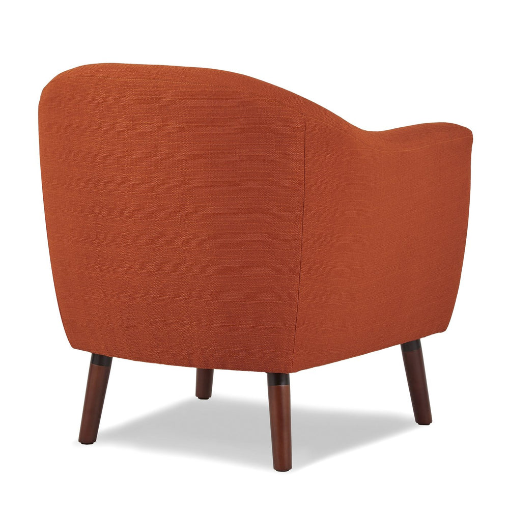 English Elm Orange Mid-Century Fabric Accent Chair with Button Tufting and Cherry Wood Legs, Stylish Living Room Seat B011P182506