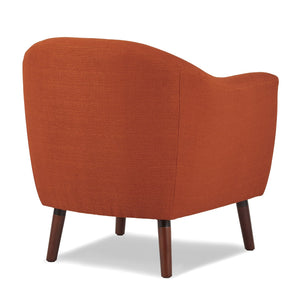 English Elm Orange Mid-Century Fabric Accent Chair with Button Tufting and Cherry Wood Legs, Stylish Living Room Seat B011P182506