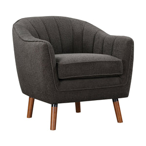 English Elm Mid-Century Curved Channel-Tufted Accent Chair with Textured Chenille Upholstery and Wood Legs, Stylish Living Room Seat Charcoal 29.75 L x 26.5 W x 24.5 H B011P182508