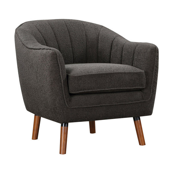 English Elm Mid-Century Curved Channel-Tufted Accent Chair with Textured Chenille Upholstery and Wood Legs, Stylish Living Room Seat Charcoal 29.75 L x 26.5 W x 24.5 H B011P182508