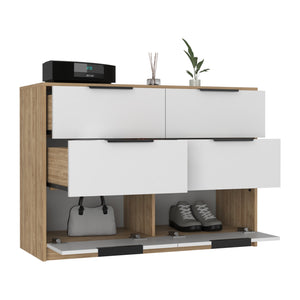 English Elm Kaia 4-Drawer Dresser - Modern Pine/White Storage Solution For Bedrooms With Stylish Cabinets B070S00015