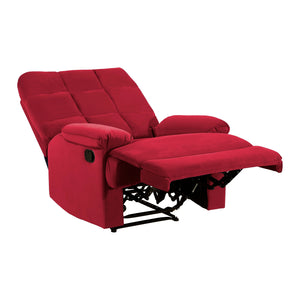 English Elm Reclining Chair with Velvet Upholstery, Square Tufted Back, Pillowtop Arms & Smooth Manual Recline Red 32.5 L x 32.5 W x 26 H B011P182496