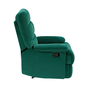 English Elm Reclining Chair with Velvet Upholstery, Square Tufted Back, Pillowtop Arms & Smooth Manual Recline Green 32.5 L x 32.5 W x 26 H B011P182494