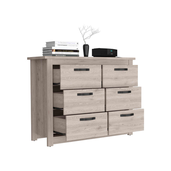English Elm Becca 6 Drawer Double Dresser – Stylish Light Gray Storage Solution With Metal Hardware & Stability B070S00031