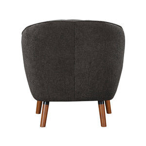 English Elm Mid-Century Curved Channel-Tufted Accent Chair with Textured Chenille Upholstery and Wood Legs, Stylish Living Room Seat Charcoal 29.75 L x 26.5 W x 24.5 H B011P182508