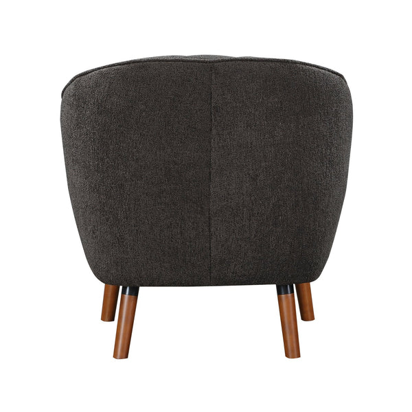 English Elm Mid-Century Curved Channel-Tufted Accent Chair with Textured Chenille Upholstery and Wood Legs, Stylish Living Room Seat Charcoal 29.75 L x 26.5 W x 24.5 H B011P182508