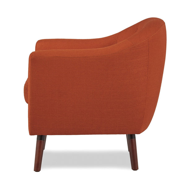 English Elm Orange Mid-Century Fabric Accent Chair with Button Tufting and Cherry Wood Legs, Stylish Living Room Seat B011P182506