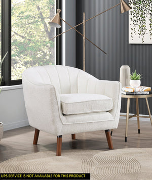 English Elm Mid-Century Curved Channel-Tufted Accent Chair with Textured Chenille Upholstery and Wood Legs, Stylish Living Room Seat White 29.75 L x 26.5 W x 24.5 H B011P182510