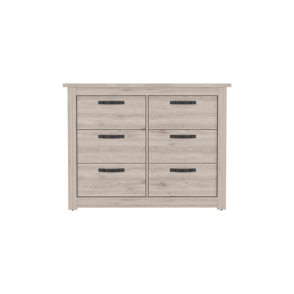 English Elm Becca 6 Drawer Double Dresser - Modern Light Gray Storage Solution With Metal Hardware & Style B200S00031