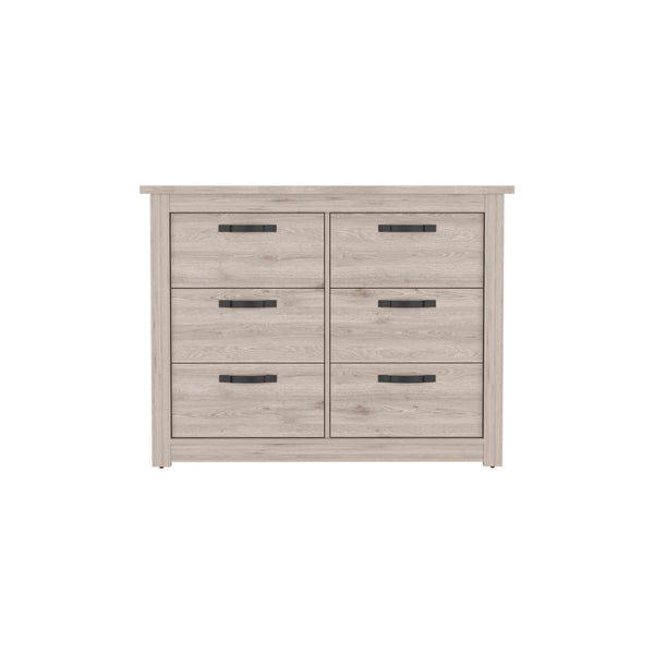 English Elm Becca 6 Drawer Double Dresser - Modern Light Gray Storage Solution With Metal Hardware & Style B200S00031