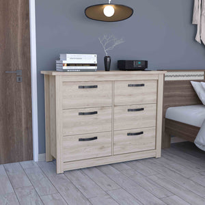 English Elm Becca 6 Drawer Double Dresser – Stylish Light Gray Storage Solution With Metal Hardware & Stability B070S00031