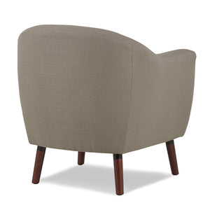 English Elm Beige Mid-Century Accent Chair with Button Tufting, Contoured Back & Cherry Finish Legs for Living Room Comfort B011P182503