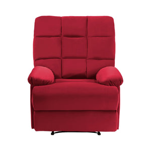 English Elm Reclining Chair with Velvet Upholstery, Square Tufted Back, Pillowtop Arms & Smooth Manual Recline Red 32.5 L x 32.5 W x 26 H B011P182496
