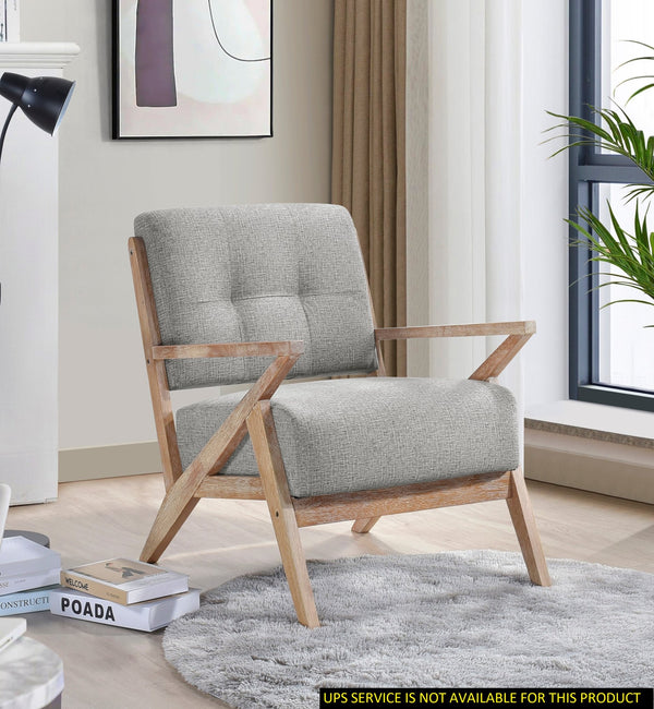 English Elm Modern Tufted Back Accent Chair with Antique Walnut Solid Wood Frame and Padded Contoured Seat Gray 40.25 L x 30.75 W x 13.75 H B011P182499