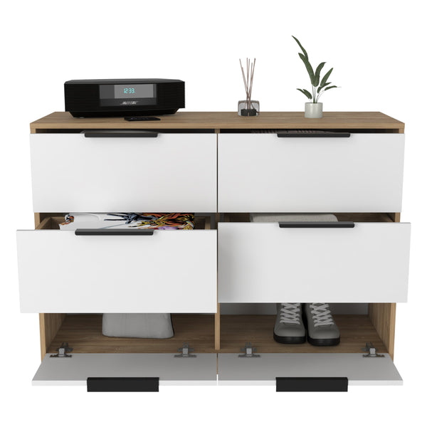 English Elm Kaia Modern 4-Drawer Dresser With Pine/White Finish - Stylish Storage Solution For Any Bedroom B200S00015