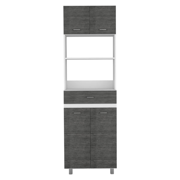 English Elm Caribe Microwave Cabinet - Stylish White & Smokey Oak Design With Ample Storage For Your Kitchen B200S00035