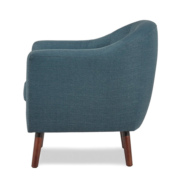 English Elm Blue Mid-Century Fabric Accent Chair with Button Tufting & Cherry Wood Legs – Retro Modern Comfort B011P182504