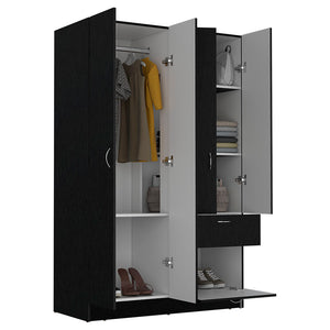 English Elm Vaupes Multicolor Armoire 67.2" High Double Door Closet Cabinet with Rod, Drawer & 5 Shelves -Stylish B070S00083