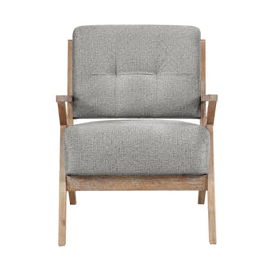 English Elm Modern Tufted Back Accent Chair with Antique Walnut Solid Wood Frame and Padded Contoured Seat Gray 40.25 L x 30.75 W x 13.75 H B011P182499