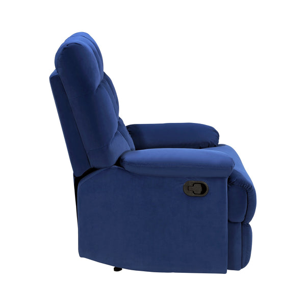 English Elm Reclining Chair with Velvet Upholstery, Square Tufted Back, Pillowtop Arms & Smooth Manual Recline Blue 32.5 L x 32.5 W x 26 H B011P182493