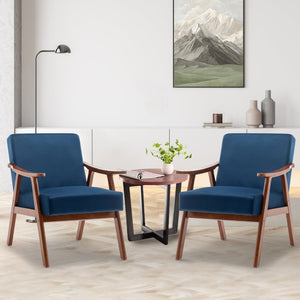 English Elm Mid-century Modern Wingback Accent Chair Solid Rubberwood Frame Tech Cloth Upholstery W2200P151516