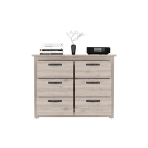 English Elm Becca 6 Drawer Double Dresser - Modern Light Gray Storage Solution With Metal Hardware & Style B200S00031