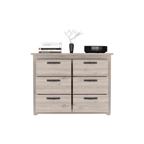 English Elm Becca 6 Drawer Double Dresser – Stylish Light Gray Storage Solution With Metal Hardware & Stability B070S00031