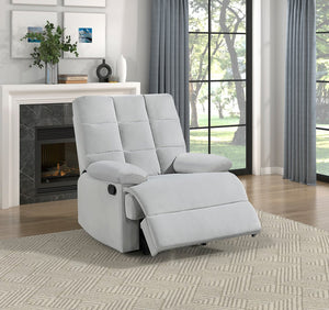 English Elm Reclining Chair with Velvet Upholstery, Square Tufted Back, Pillowtop Arms & Smooth Manual Recline Light Gray 32.5 L x 32.5 W x 26 H B011P182495
