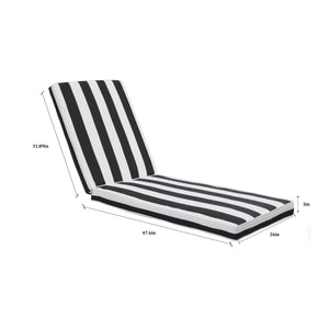English Elm 2PCS 75" Chaise Lounge Cushion Blue Stripe - Removable Zipper Cover, Sponge Fill, Back & Seat Straps W419P168744