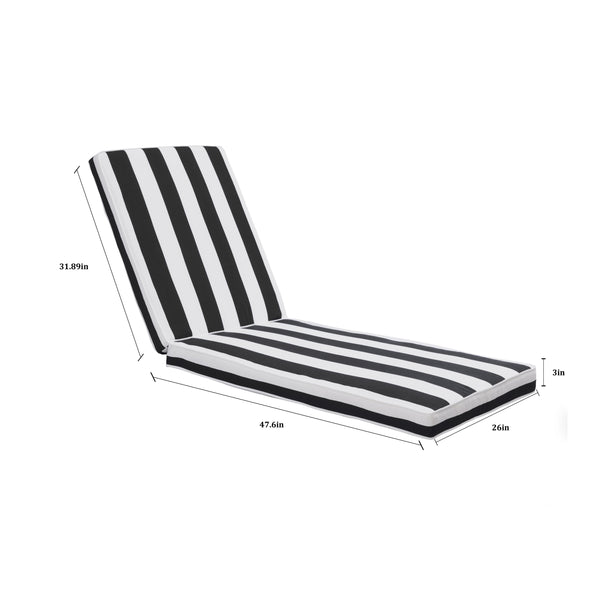 English Elm 2PCS 75" Chaise Lounge Cushion Blue Stripe - Removable Zipper Cover, Sponge Fill, Back & Seat Straps W419P168744