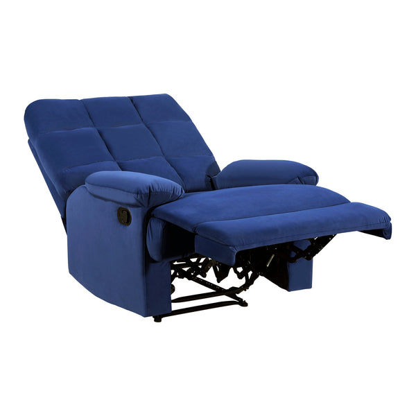 English Elm Reclining Chair with Velvet Upholstery, Square Tufted Back, Pillowtop Arms & Smooth Manual Recline Blue 32.5 L x 32.5 W x 26 H B011P182493