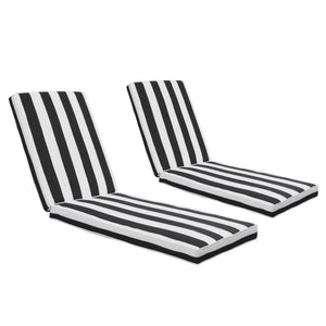 English Elm 2PCS 75" Chaise Lounge Cushion Blue Stripe - Removable Zipper Cover, Sponge Fill, Back & Seat Straps W419P168744