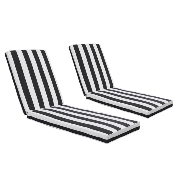 English Elm 2PCS 75" Chaise Lounge Cushion Blue Stripe - Removable Zipper Cover, Sponge Fill, Back & Seat Straps W419P168744