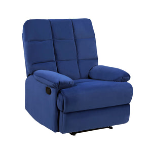 English Elm Reclining Chair with Velvet Upholstery, Square Tufted Back, Pillowtop Arms & Smooth Manual Recline Blue 32.5 L x 32.5 W x 26 H B011P182493