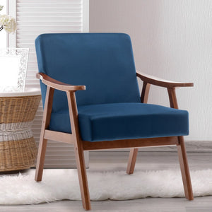 English Elm Mid-century Modern Wingback Accent Chair Solid Rubberwood Frame Tech Cloth Upholstery W2200P151516